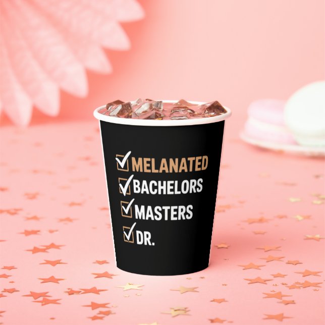 Melanated Doctorate Graduation PhD EDD Bachelor  Paper Cups (Insitu)