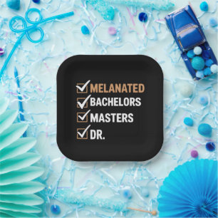 Melanated Doctorate Graduation PhD EDD Bachelor  Paper Plates