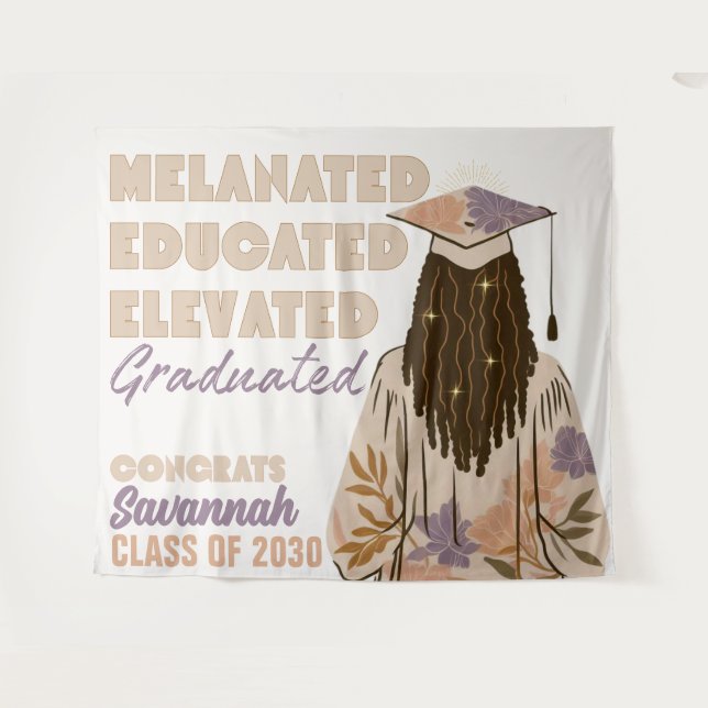 Melanated Educated Elevated Graduated Tapestry (Front (Horizontal))