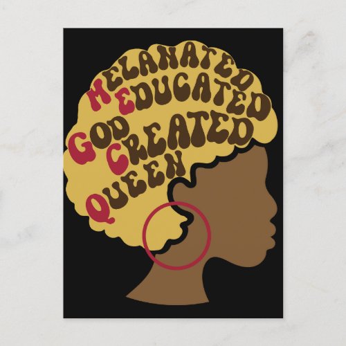 Melanated Educated God Created Queen  Postcard