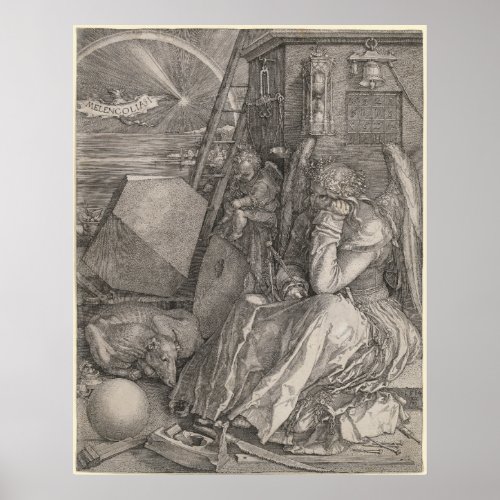 Melancholia I Engraving by Albrecht Durer Poster