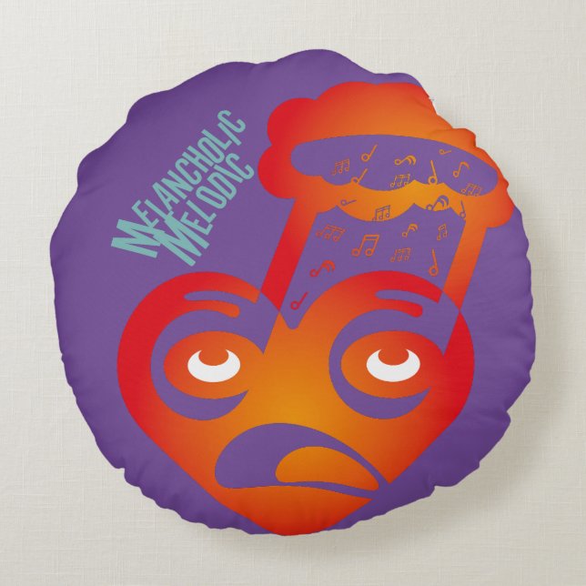MELANCHOLIC MEDOLIC BY MASANSER PIXELAT ROUND PILLOW (Back)