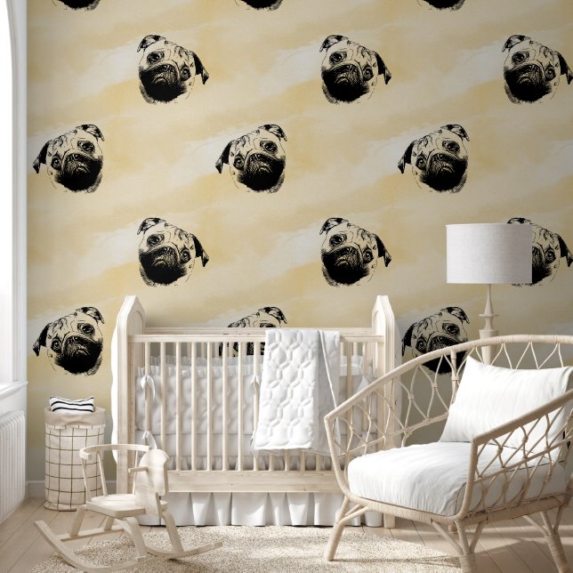 Melancholic Pug Head - lines silhouette 1 Wallpaper (Kids)