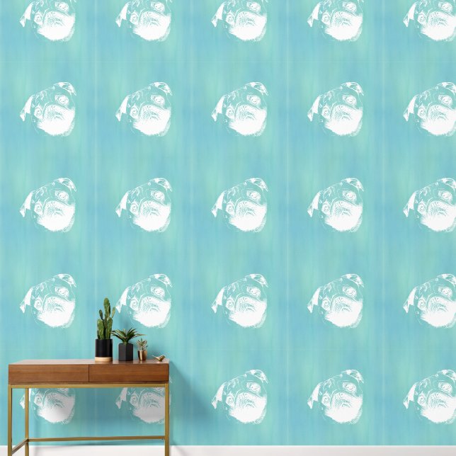 Melancholic Pug Head - lines silhouette 2 Wallpaper (Hallway)
