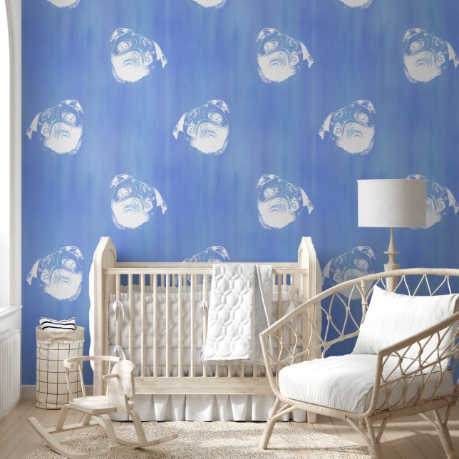 Melancholic Pug Head - lines silhouette 2 Wallpaper (Kids)