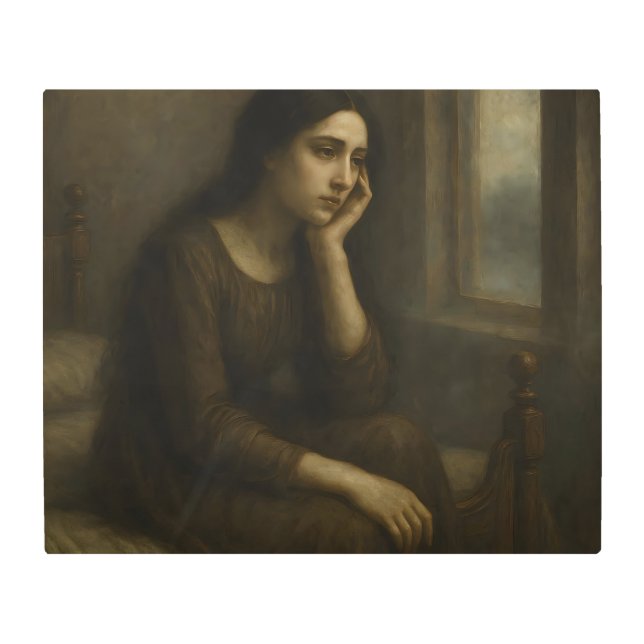  Melancholic Reflection – Timeless Classical Portr Metal Print (Front)