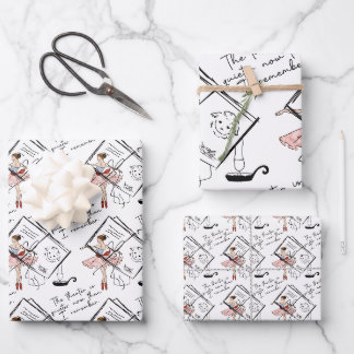 Melancholic Theater Ballerina and Lamb Vintage Wrapping Paper Sheets