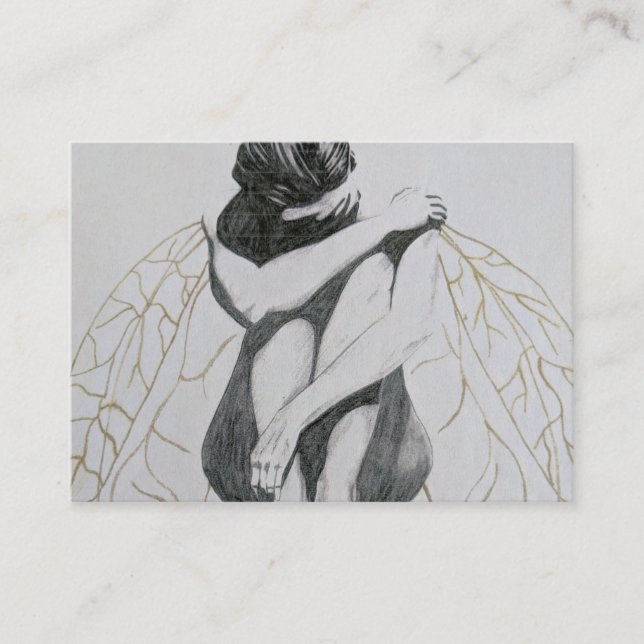 Melancholy drawing sadness fairy business cards. business card (Front)