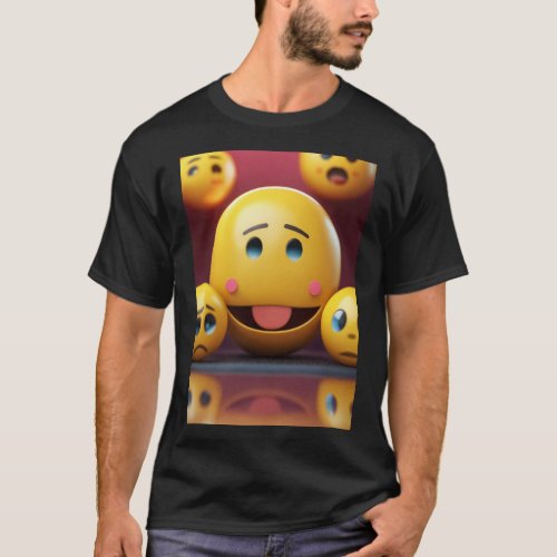 Melancholy Elegance 3D Smooth Sad Emoji Tee T_Shirt