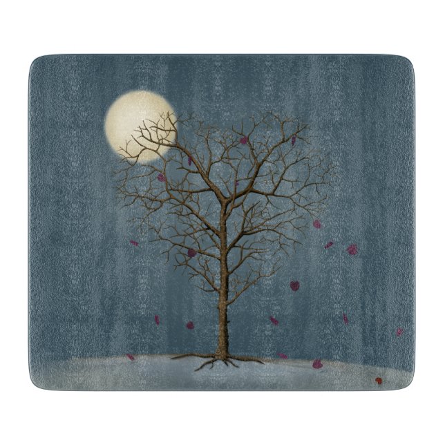 Melancholy Heart Shaped Tree Under the Full Moon Cutting Board (Front)