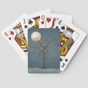 Melancholy Heart Shaped Tree Under the Full Moon Poker Cards