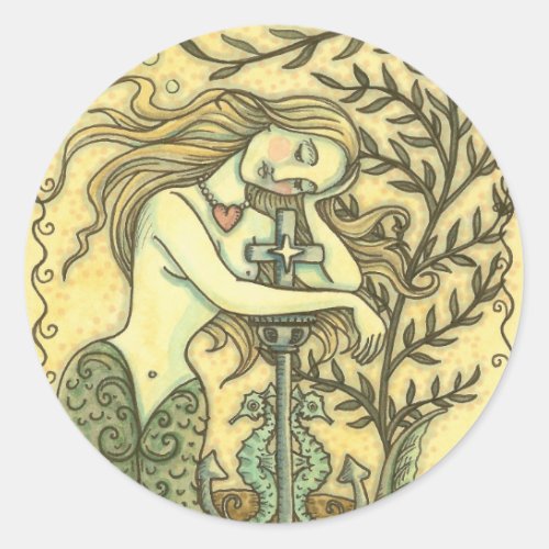 MELANCHOLY MERMAID FANTASY STICKERS Round SHEET