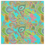 Melange Paisley in Turquoise and Green Fabric