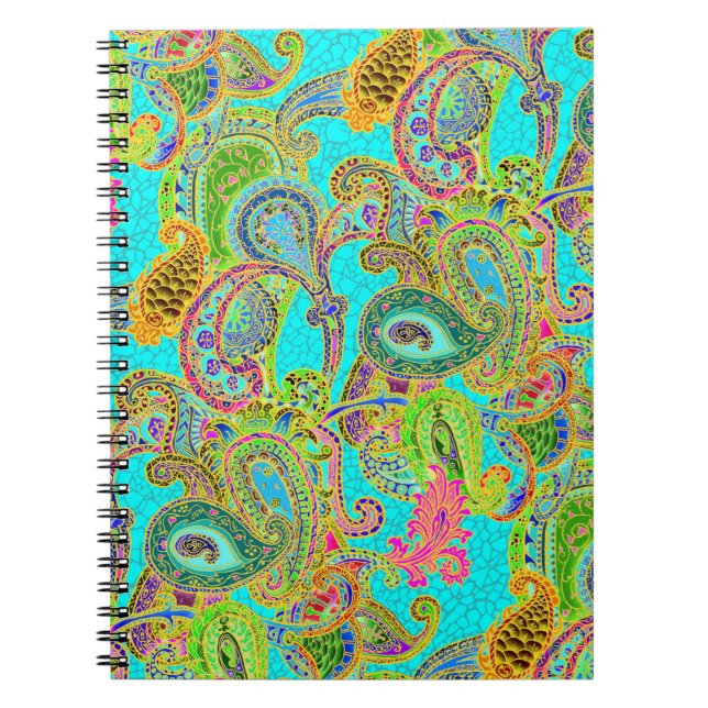 Melange paisley in turquoise and green notebook (Front)