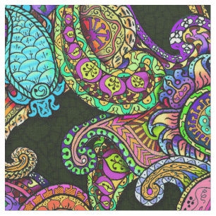 Melange paisley on black grande fabric