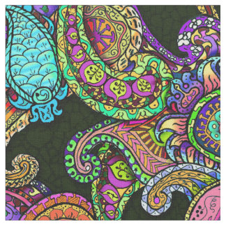 Melange paisley on black grande fabric
