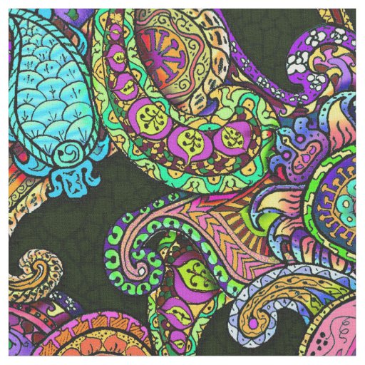 Melange paisley on black grande fabric