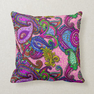 Melange Paisley with pink Throw Pillow