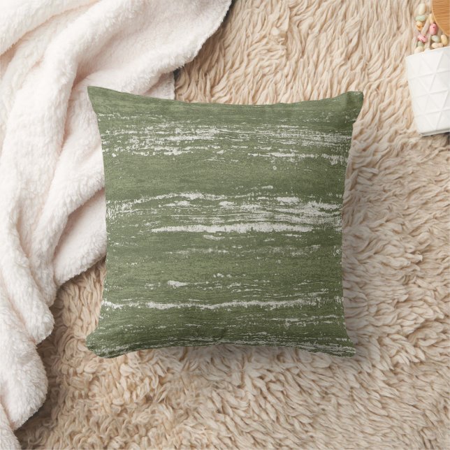Melange Stripes Throw Pillow Sage Olive Beige  (Blanket)