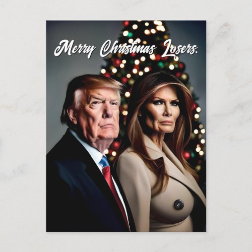 Melania and Donald Trump  Merry Christmas Postcard