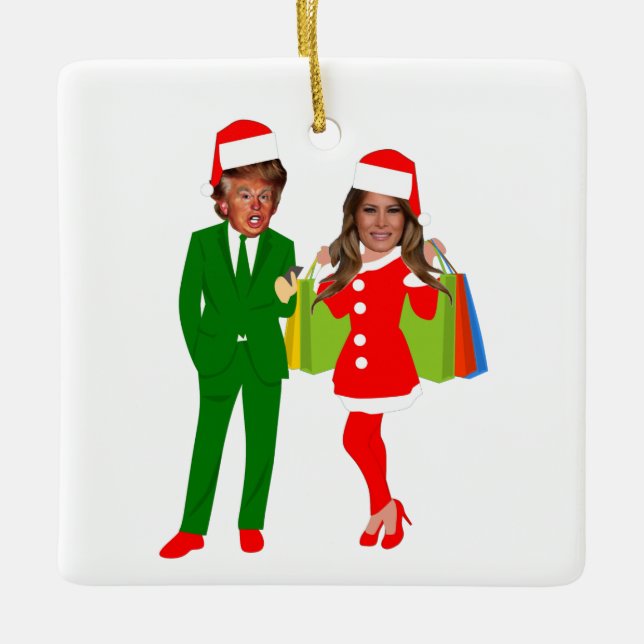 melania santa trump ceramic ornament (Front)
