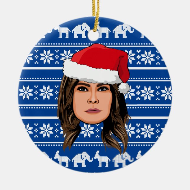 MELANIA TRUMP Christmas Ceramic Ornament (Front)