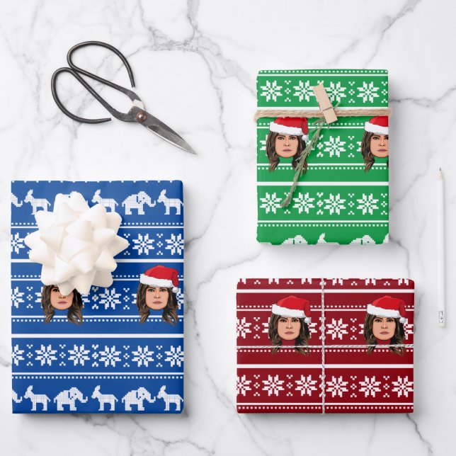 MELANIA TRUMP Christmas Wrapping Paper Sheets (Front)
