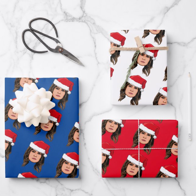 MELANIA TRUMP Christmas Wrapping Paper Sheets (Front)