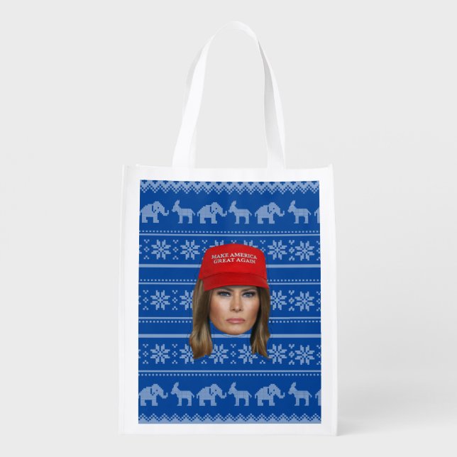 Melania Trump MAGA Christmas Grocery Bag (Back)