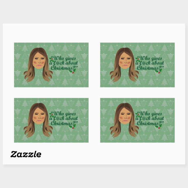 Melania Trump Who Gives a F*ck About Christmas Rectangular Sticker (Sheet)