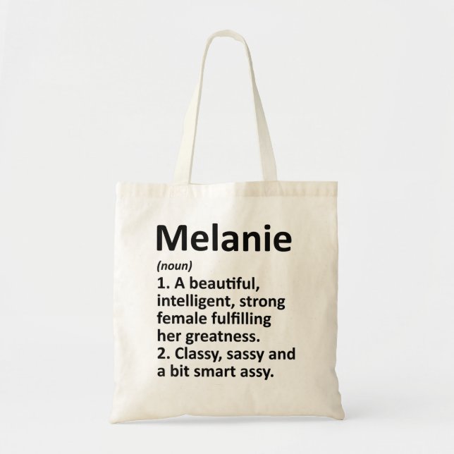 MELANIE Definition Personalized Name Funny Christm Tote Bag (Front)
