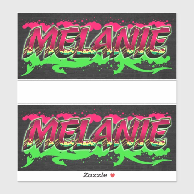 Melanie First Name Graffiti Sticker (Sheet)