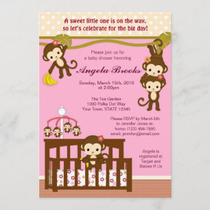 Melanie Monkey Baby Shower Invitations