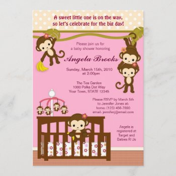 Melanie Monkey Baby Shower Invitations by MonkeyHutDesigns at Zazzle