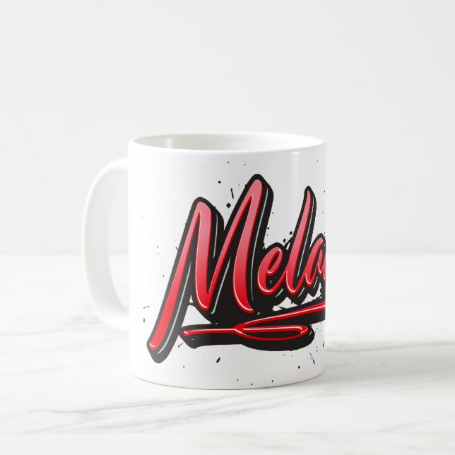 Melanie red Heart Graffiti Cup Coffee Mug (Front Left)
