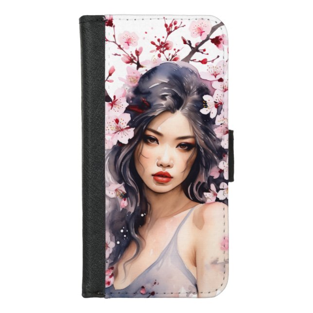 Melanie Sakura Cherry Blossom Girl iPhone Wallet Case (Front)