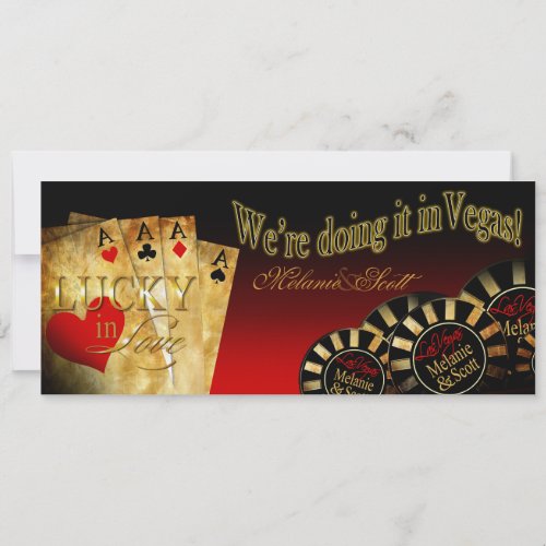 Melanie  Scott Las Vegas Red Black Gold LINEN Invitation