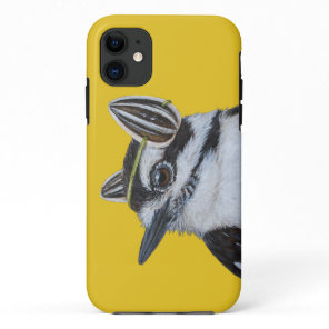 Melanie the downy woodpecker iPhone case