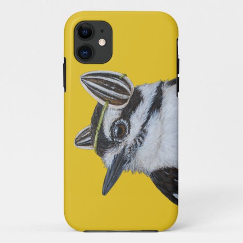 Melanie the downy woodpecker iPhone case