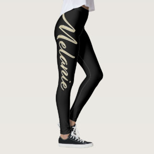 Melanie white gold handwriting hose leggings