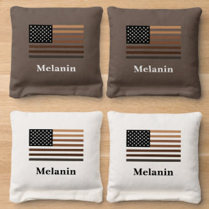 Melanin African American Black History USA Flag Cornhole Bags