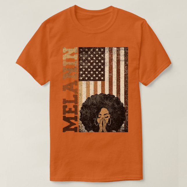 Melanin African American Flag T-Shirt (Design Front)