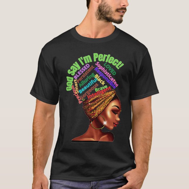 Melanin Afro Natural Hair Queen Cute Black Girl Ma T-Shirt (Front)