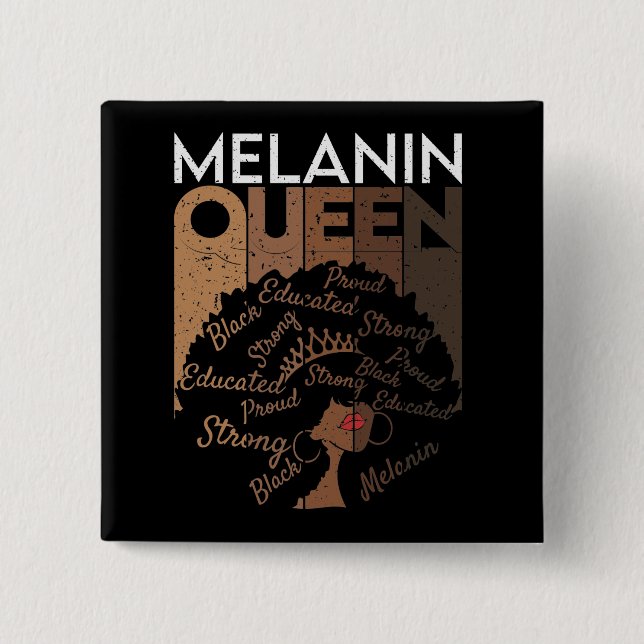 Melanin Afro Queen Word Art   Button (Front)
