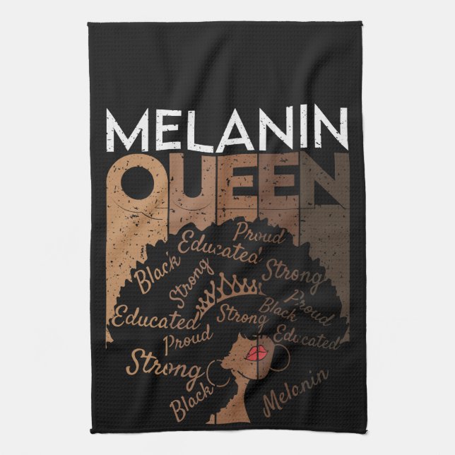 Melanin Afro Queen Word Art  Kitchen Towel (Vertical)