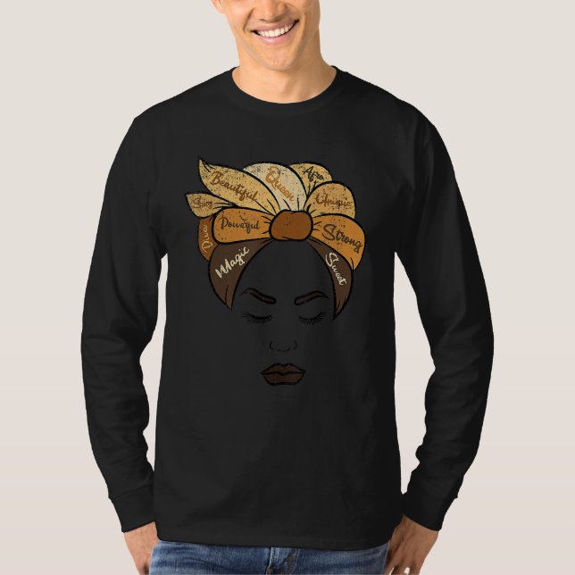 Melanin Afro Woman Black History Month BLM Melanin T-Shirt (Front)