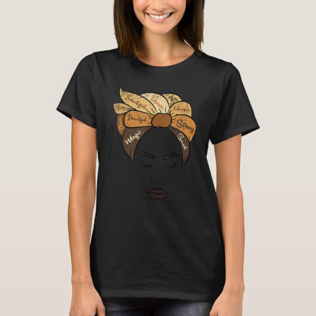 Melanin Afro Woman Black History Month BLM Melanin T-Shirt (Front)