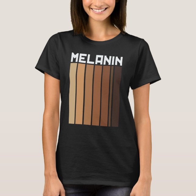 Melanin Barcode Black Pride African American Black T-Shirt (Front)