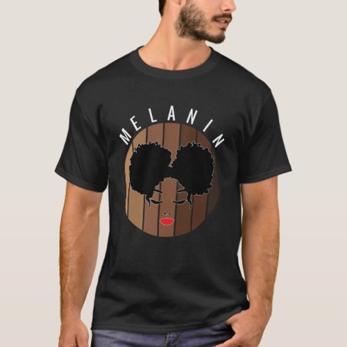 Melanin Beauty in Afro Pom Pom Hair Style Black Po T_Shirt