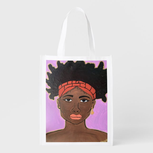 Melanin Beauty Reusable Grocery Bag (Front)